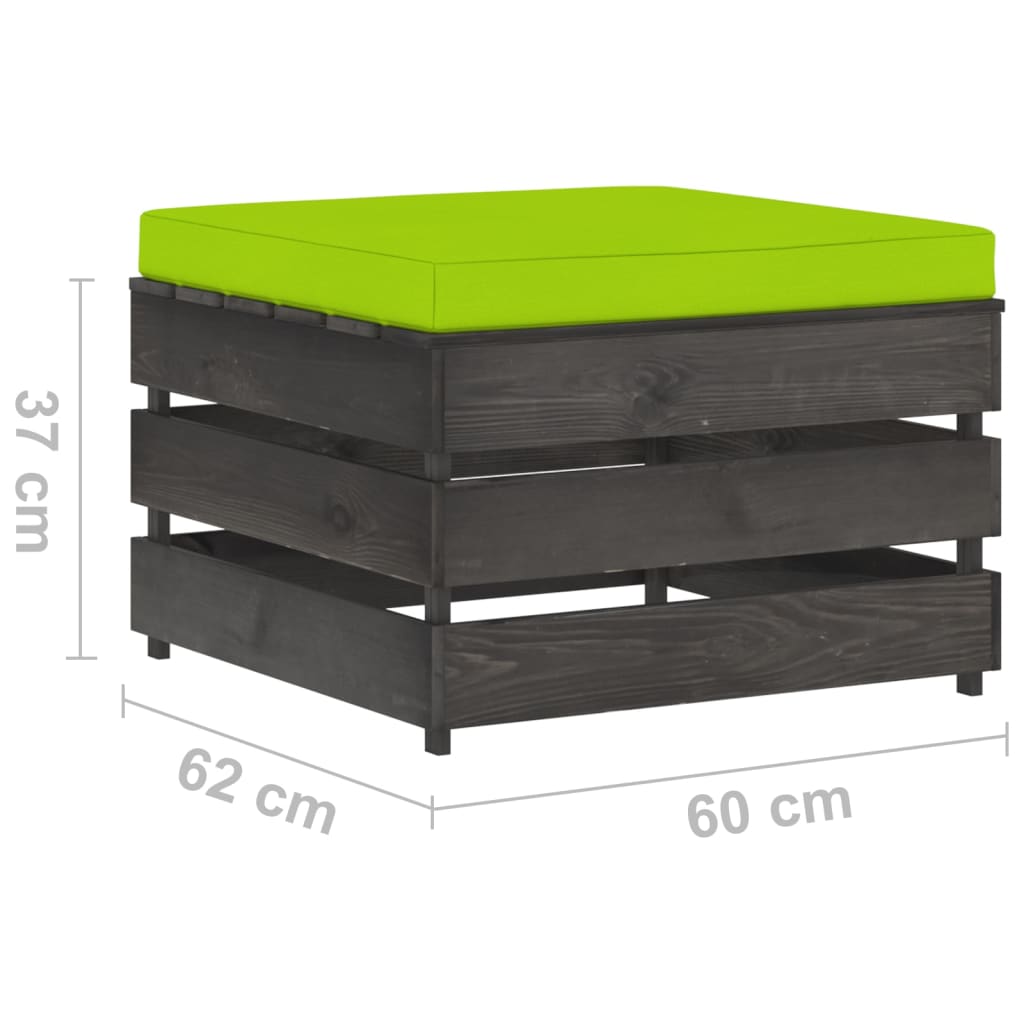 2-tlg. Garten-Lounge-Set mit Kissen Grau Imprägniertes Holz