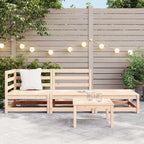 3-tlg. Garten-Lounge-Set Massivholz Kiefer
