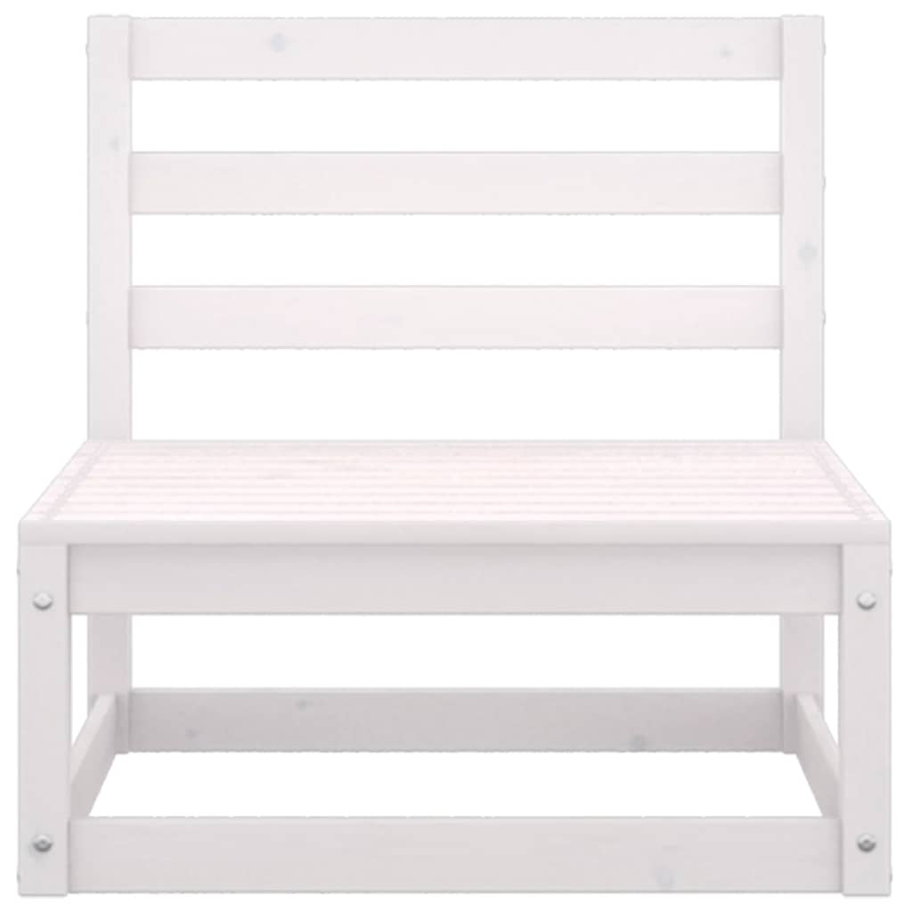 Garten-Mittelsofa mit Anthrazit Kissen Weiß Massivholz Kiefer