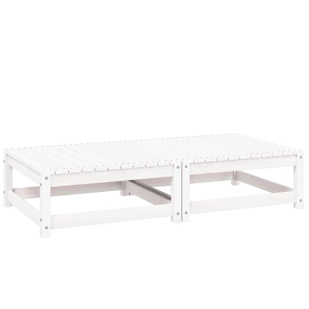 Garten-Fußhocker mit Kissen 2 Stk. Weiß Massivholz Kiefer