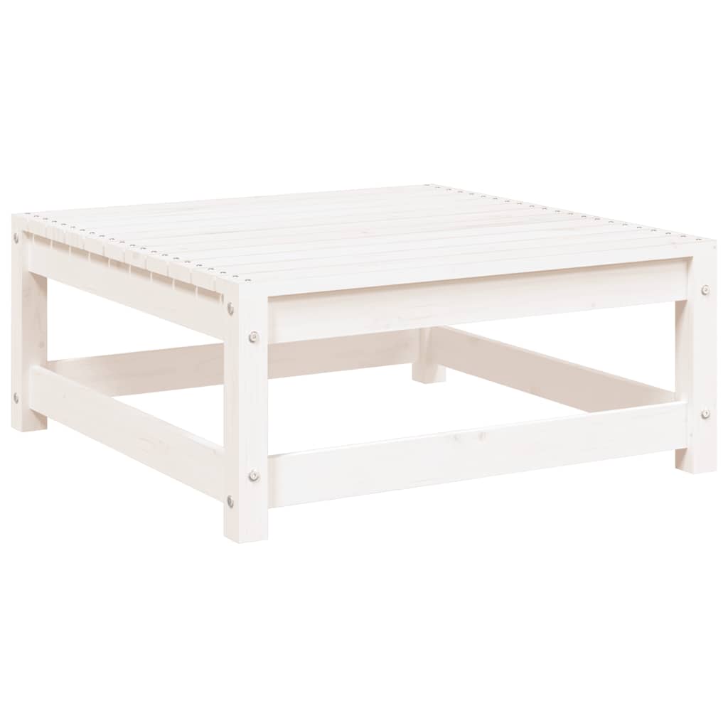 Garten-Fußhocker mit Kissen 2 Stk. Weiß Massivholz Kiefer