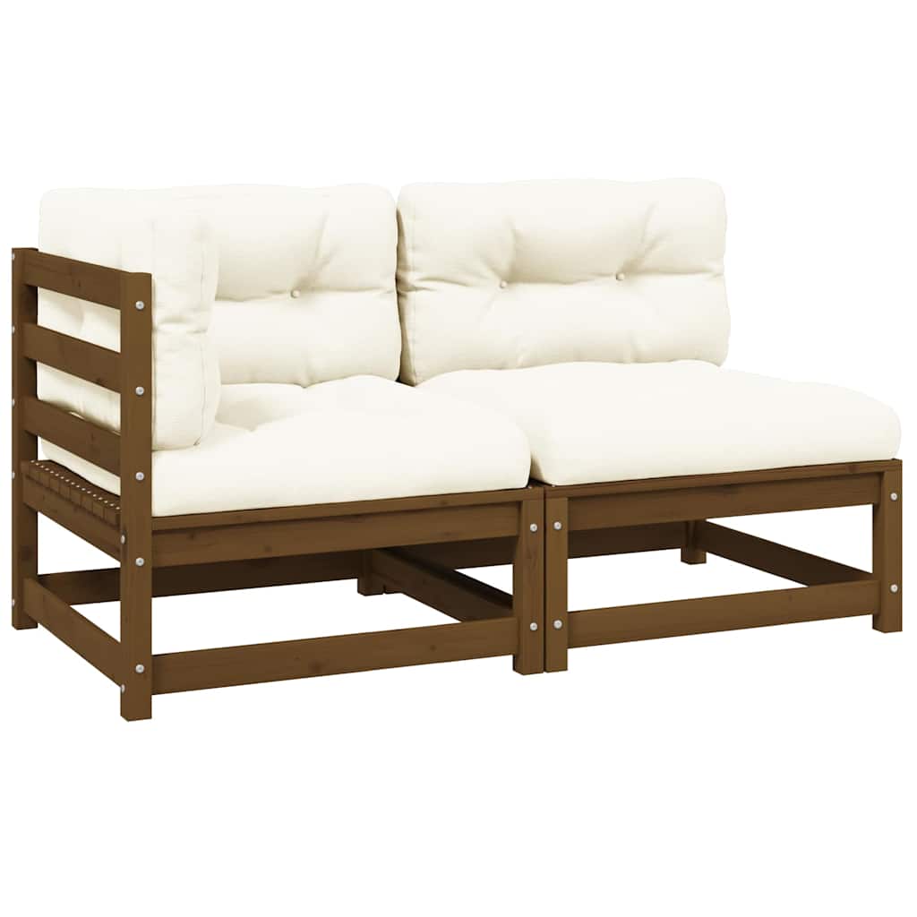2tlg. Garten-Lounge-Set mit Kissen Honigbraun Massivholz Kiefer