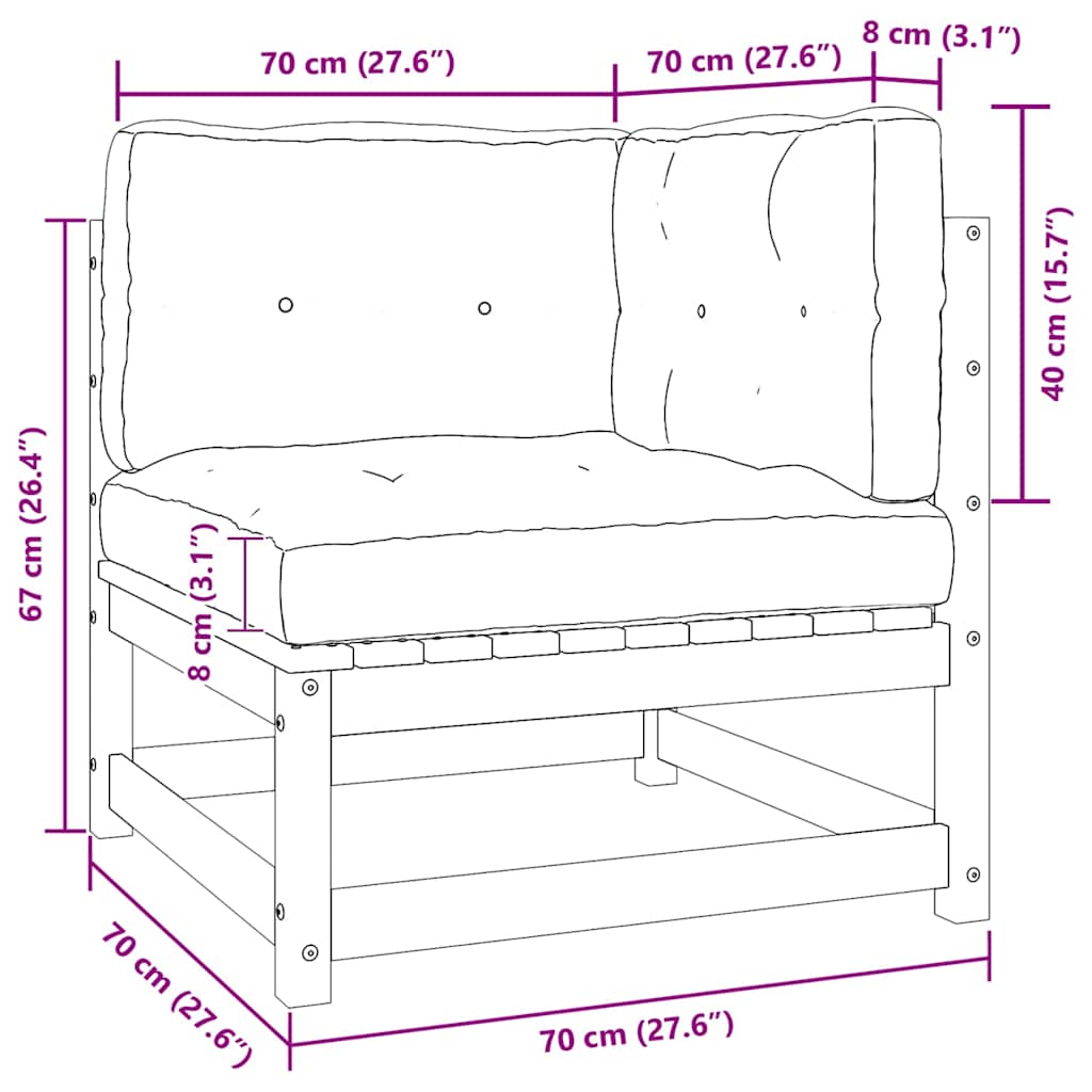 2tlg. Garten-Lounge-Set mit Kissen Honigbraun Massivholz Kiefer