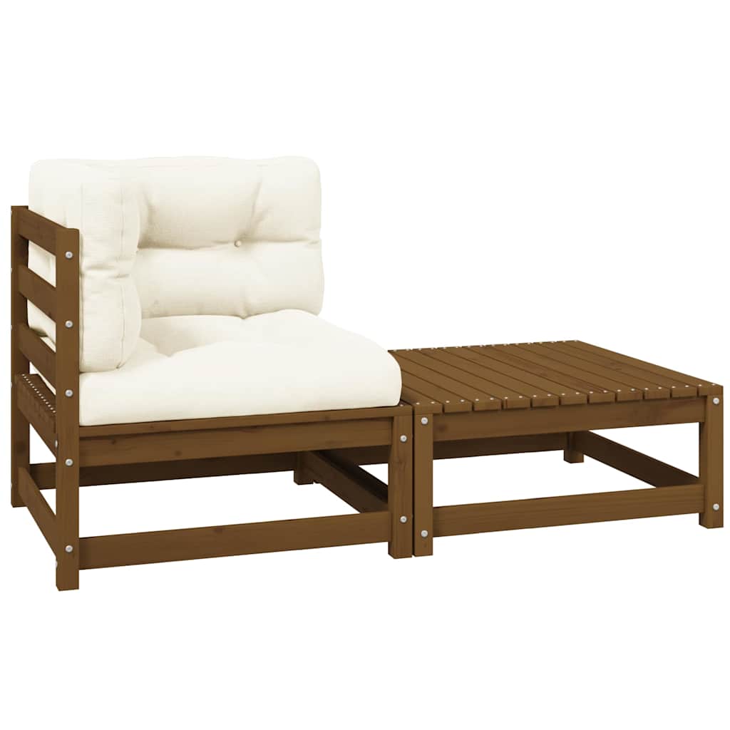 2-tlg. Garten-Lounge-Set Kissen Honigbraun Massivholz Kiefer