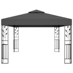 Pavillon mit Doppeldach & LED-Lichterkette 3x4 m Anthrazit