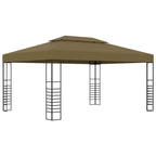 Pavillon mit LED-Lichterkette 3x4 m Taupe