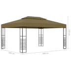 Pavillon mit LED-Lichterkette 3x4 m Taupe