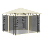 Pavillon mit Moskitonetz & LED-Lichterkette 3x3x2,73m Cremeweiß