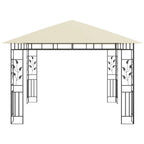 Pavillon mit Moskitonetz & LED-Lichterkette 3x3x2,73m Cremeweiß