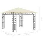 Pavillon mit Moskitonetz & LED-Lichterkette 3x3x2,73m Cremeweiß