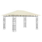 Pavillon mit Moskitonetz & LED-Lichterkette 4x3x2,73m Cremeweiß