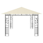 Pavillon mit Moskitonetz & LED-Lichterkette 4x3x2,73m Cremeweiß