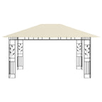 Pavillon mit Moskitonetz & LED-Lichterkette 4x3x2,73m Cremeweiß