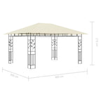 Pavillon mit Moskitonetz & LED-Lichterkette 4x3x2,73m Cremeweiß