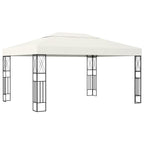 Pavillon mit LED-Lichterkette 3x4 m Creme Stoff