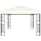 Pavillon mit LED-Lichterkette 3x4 m Creme Stoff