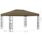 Pavillon mit LED-Lichterkette 3x4 m Taupe Stoff