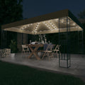 Pavillon mit LED-Lichterkette 3x4 m Taupe Stoff