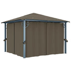 Pavillon mit Vorhängen & LED-Lichterkette 300x300 cm Taupe Alu