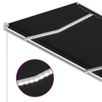 Markise Manuell Einziehbar mit LED 350x250 cm Anthrazit