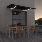 Markise Manuell Einziehbar mit LED 350x250 cm Anthrazit