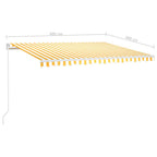 Markise Manuell Einziehbar mit LED 400x300 cm Gelb und Weiß