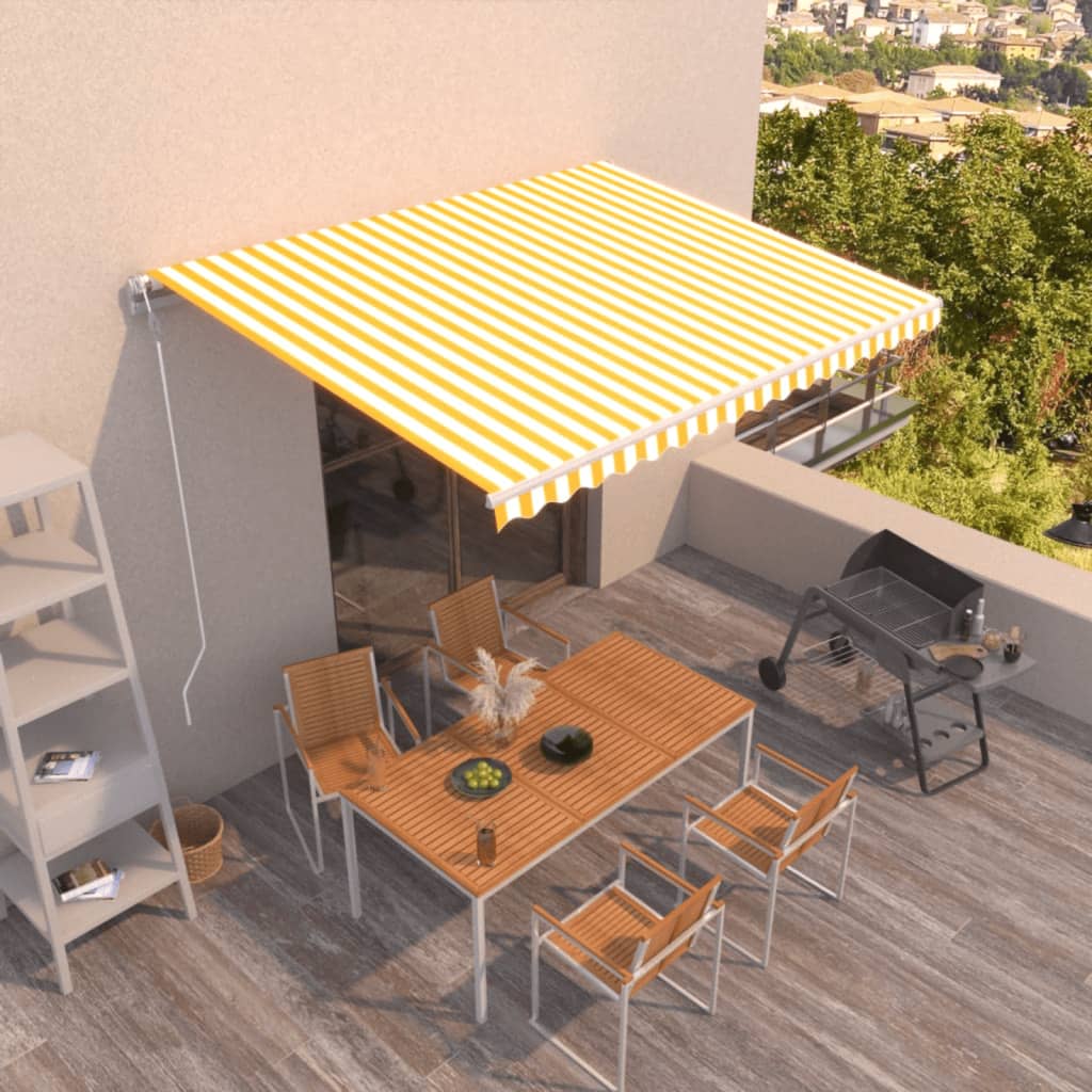 Markise Automatisch Einziehbar 400x350 cm Gelb und Weiß