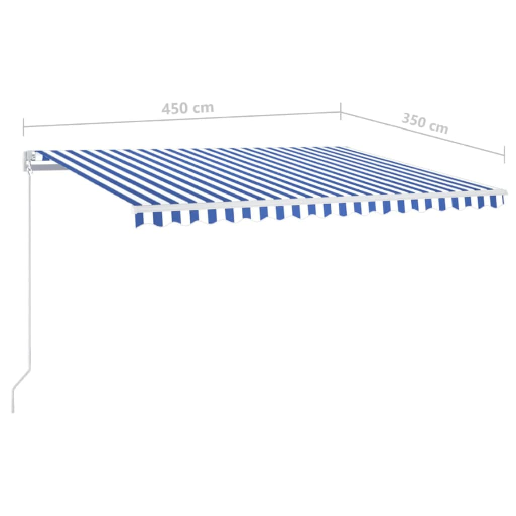 Markise Manuell Einziehbar 450x350 cm Blau und Weiß