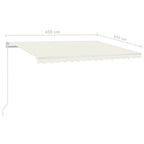 Markise Manuell Einziehbar mit LED 450x350 cm Creme