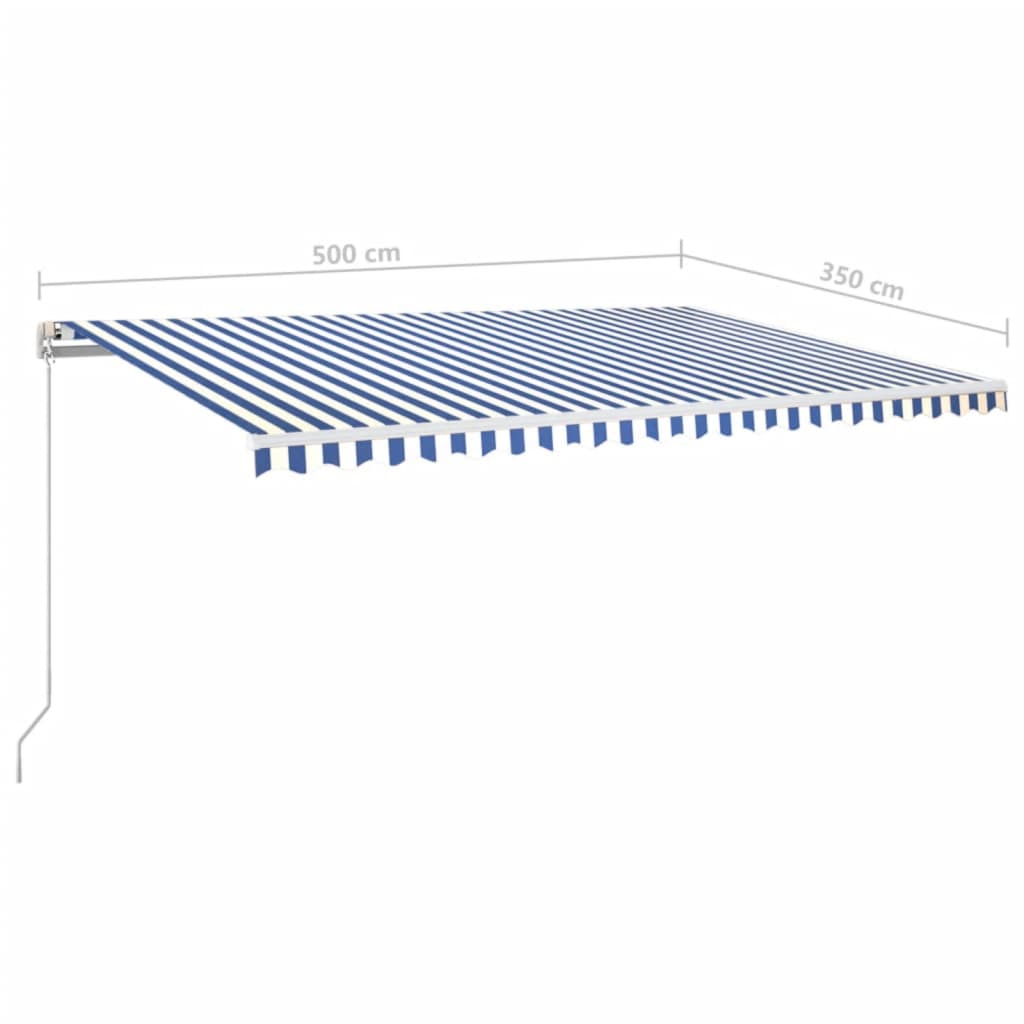 Markise Manuell Einziehbar 500x350 cm Blau und Weiß