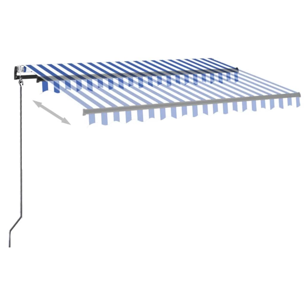 Automatische Markise mit LED & Windsensor 300x250 cm Blau Weiß