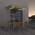 Automatische Markise mit LED & Windsensor 350x250 cm Gelb/Weiß