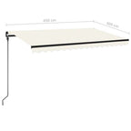 Markise Manuell Einziehbar mit LED 450x300 cm Creme