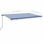 Markise Manuell Einziehbar mit LED 500x300 cm Blau und Weiß
