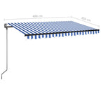 Markise Automatisch Einziehbar 400x350 cm Blau und Weiß