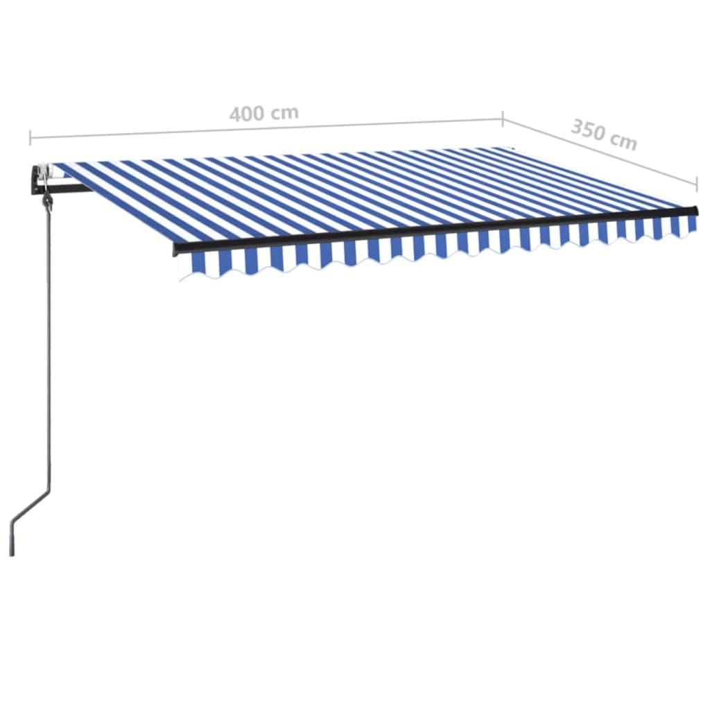 Markise Automatisch Einziehbar 400x350 cm Blau und Weiß