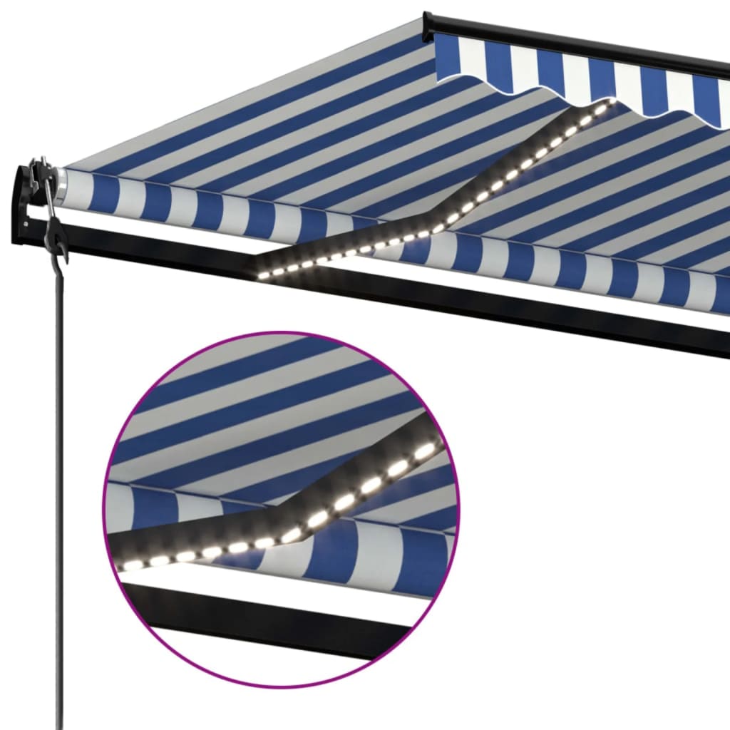 Automatische Markise mit LED & Windsensor 450x350 Blau und Weiß