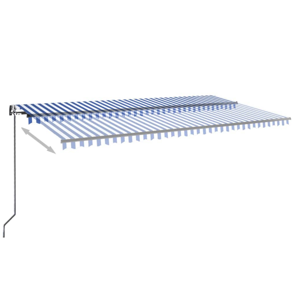Markise Automatisch Einziehbar 600x350 cm Blau und Weiß