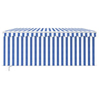 Markise Manuell Einziehbar mit Rollo & LED 3x2,5m Blau & Weiß