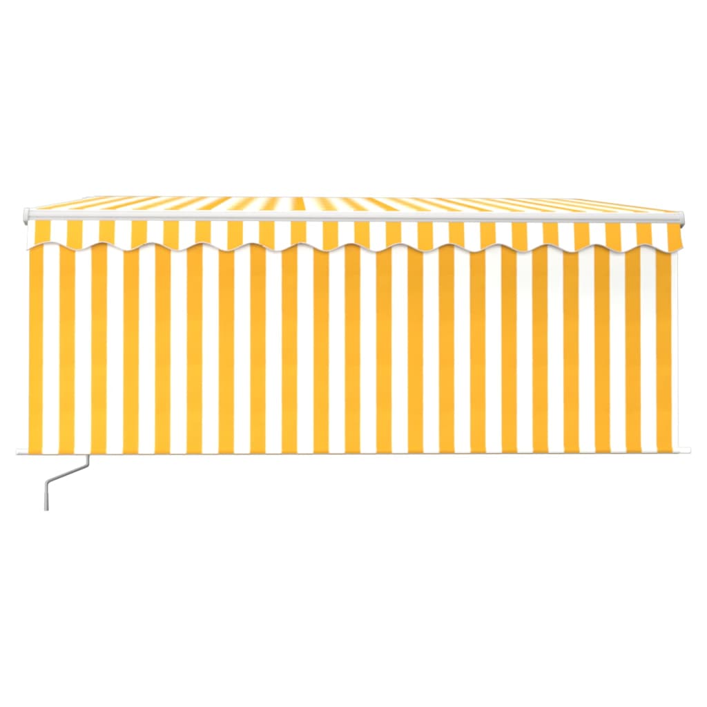Markise Manuell Einziehbar mit Rollo & LED 3x2,5 m Gelb & Weiß
