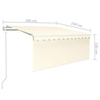 Markise Automatisch Einziehbar mit Volant 3x2,5 m Creme