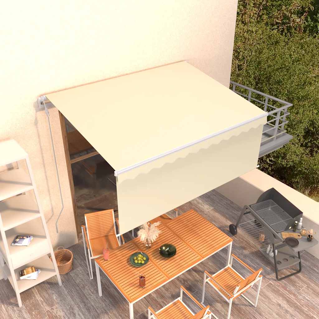 Markise Automatisch Einziehbar mit Volant 3x2,5 m Creme