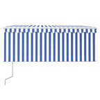 Markise Automatisch mit Rollo LED Windsensor 3,5x2,5m Blau Weiß