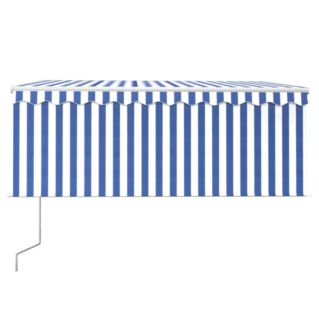 Markise Automatisch mit Rollo LED Windsensor 3,5x2,5m Blau Weiß