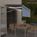 Markise Automatisch mit Rollo LED Windsensor 3,5x2,5m Blau Weiß
