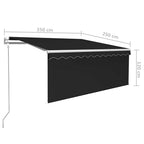 Markise Automatisch mit Rollo LED Windsensor 3,5x2,5m Anthrazit