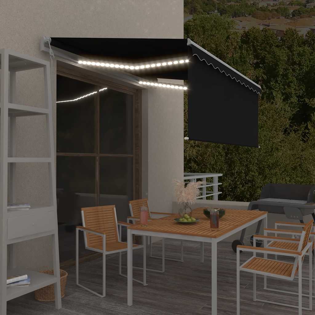 Markise Automatisch mit Rollo LED Windsensor 3,5x2,5m Anthrazit