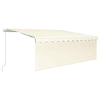 Markise Manuell Einziehbar mit Rollo & LED 4x3 m Creme