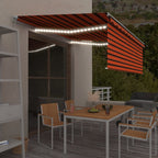 Markise Manuell Einziehbar mit Rollo & LED 4x3 m Orange & Braun