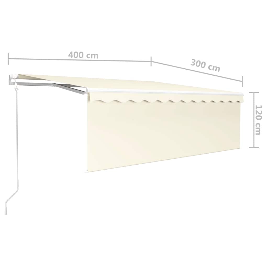 Markise Automatisch Einziehbar mit Volant 4x3 m Creme